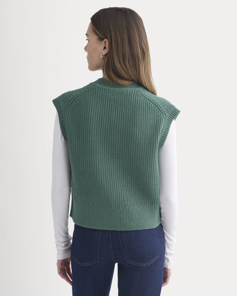 Ribbed V-Neck Vest in Everyday Cotton | Hunter Green