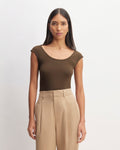 The Supima® Form Cap-Sleeve Tee | Cocoa