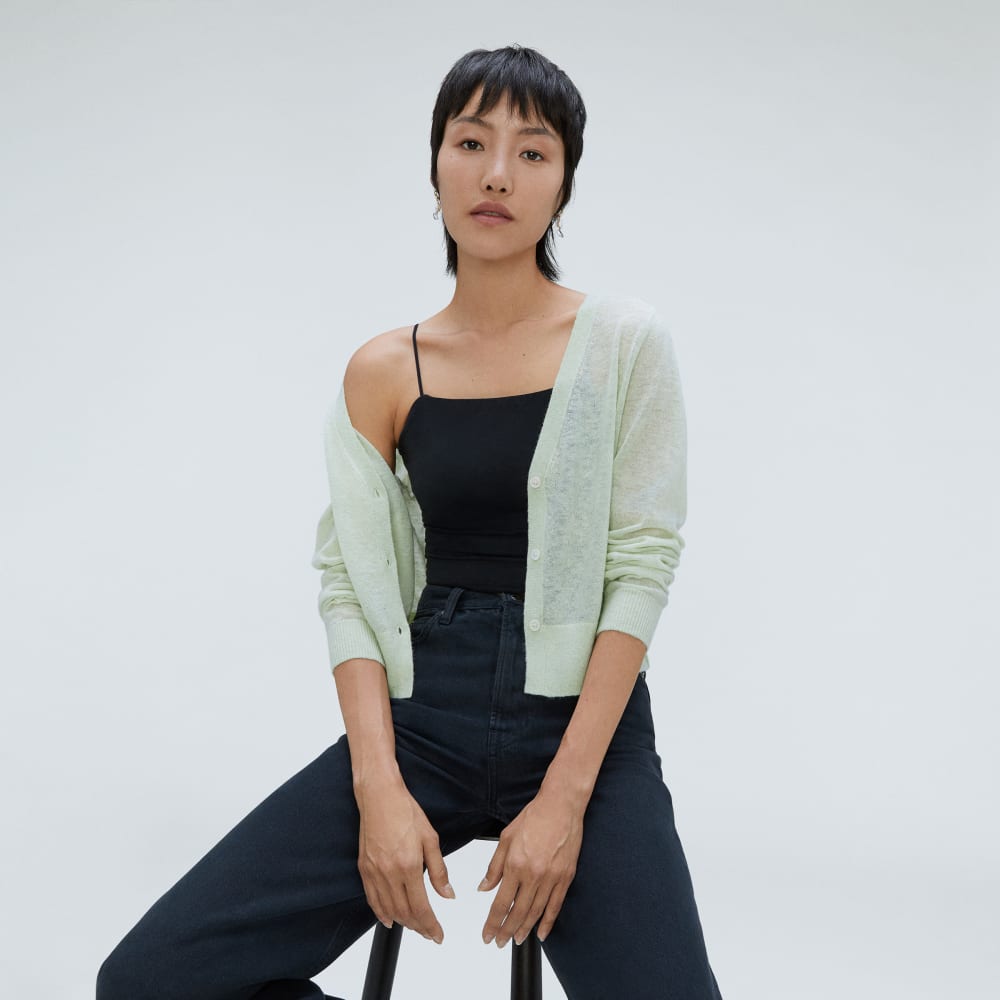 The Featherweight Alpaca Cardigan | Seafoam Green