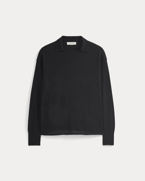 Oversized Polo in Ultrafine Merino | Black