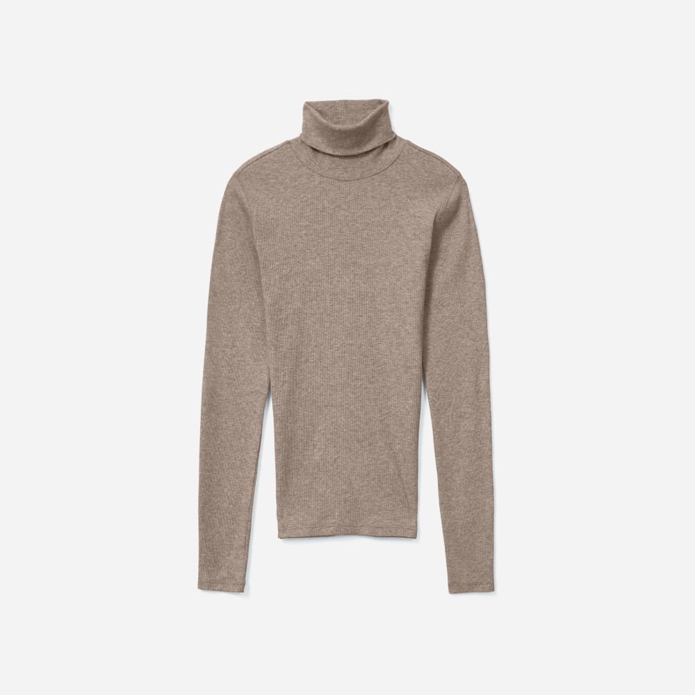 The Luxe Micro-Rib Turtleneck | Heathered Burnt Sugar
