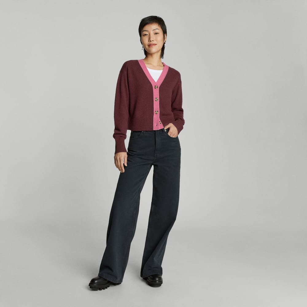 The Cashmere Cardigan | Tawny Port / Bubblegum