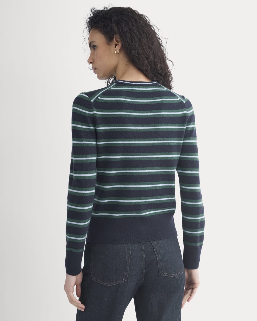Cashmere Slim Crew Sweater | Hunter Green/Open Air Blue