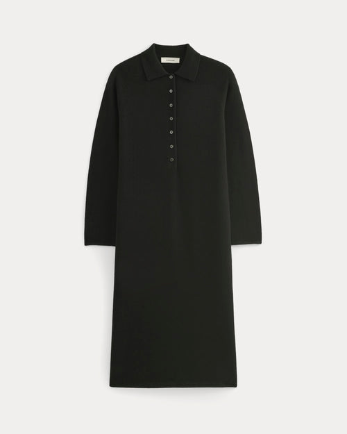 Cashmere Polo Midi Dress | Black