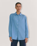 The Gathered Shirt in Silky Cotton | Bluebell
