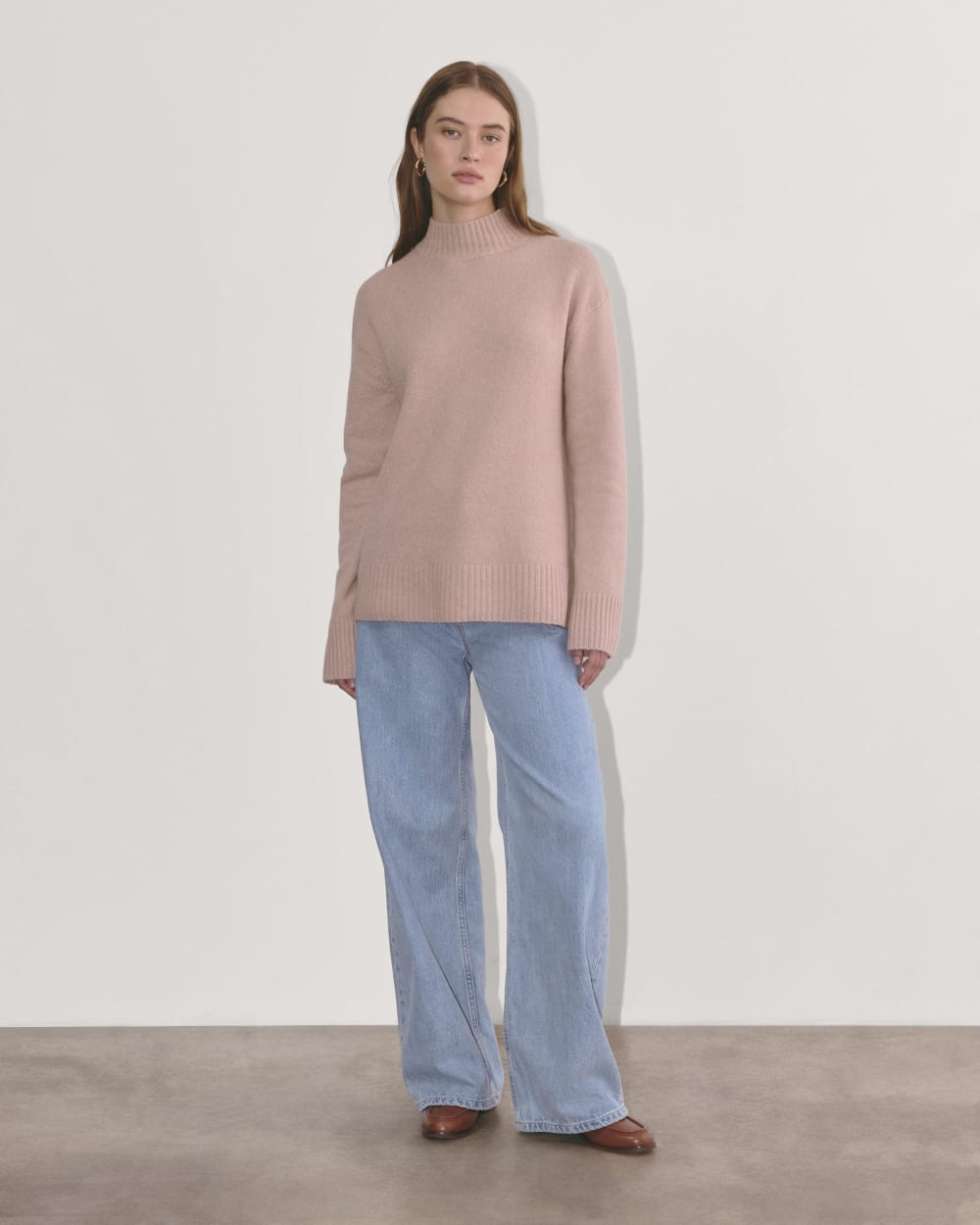 The Mockneck Sweater in Plush Cotton | Dusty Rose