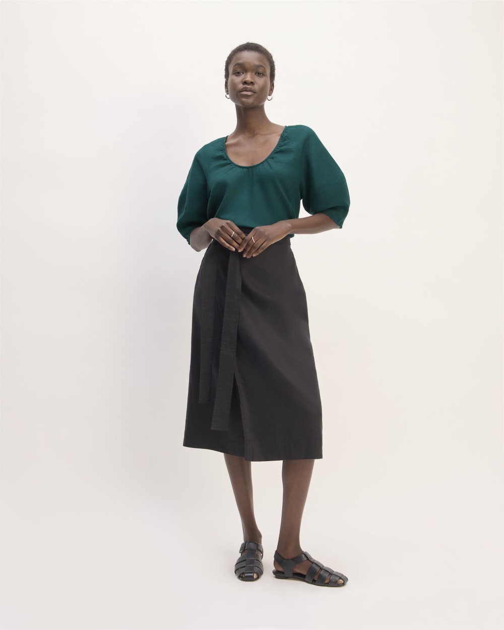 The Scoop Top in Linen | Dark Sea